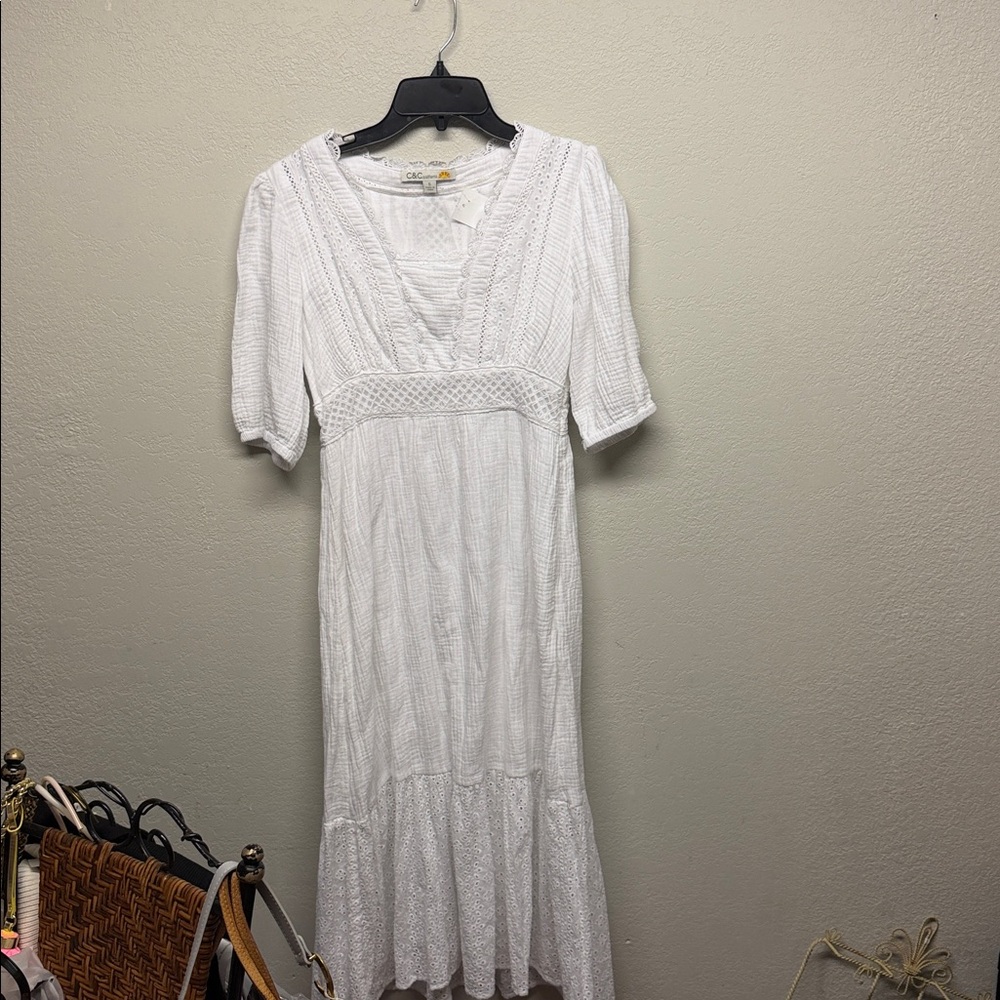 C&C California White Midi Dress Size Small